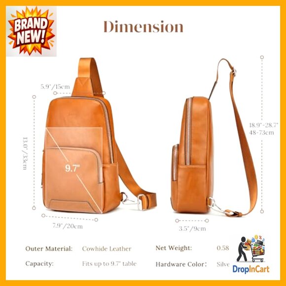 Genuine Leather Crossbody Backpack Sling Bag RFID Blocking Adjustable Daypack main image 6
